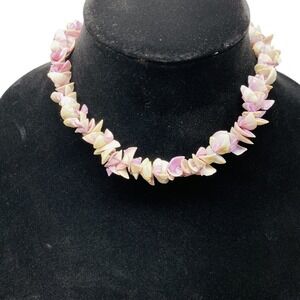 Natural Shell Necklace Womens Pink Purple Cream Iridescent Tropical Beach‎ Puka